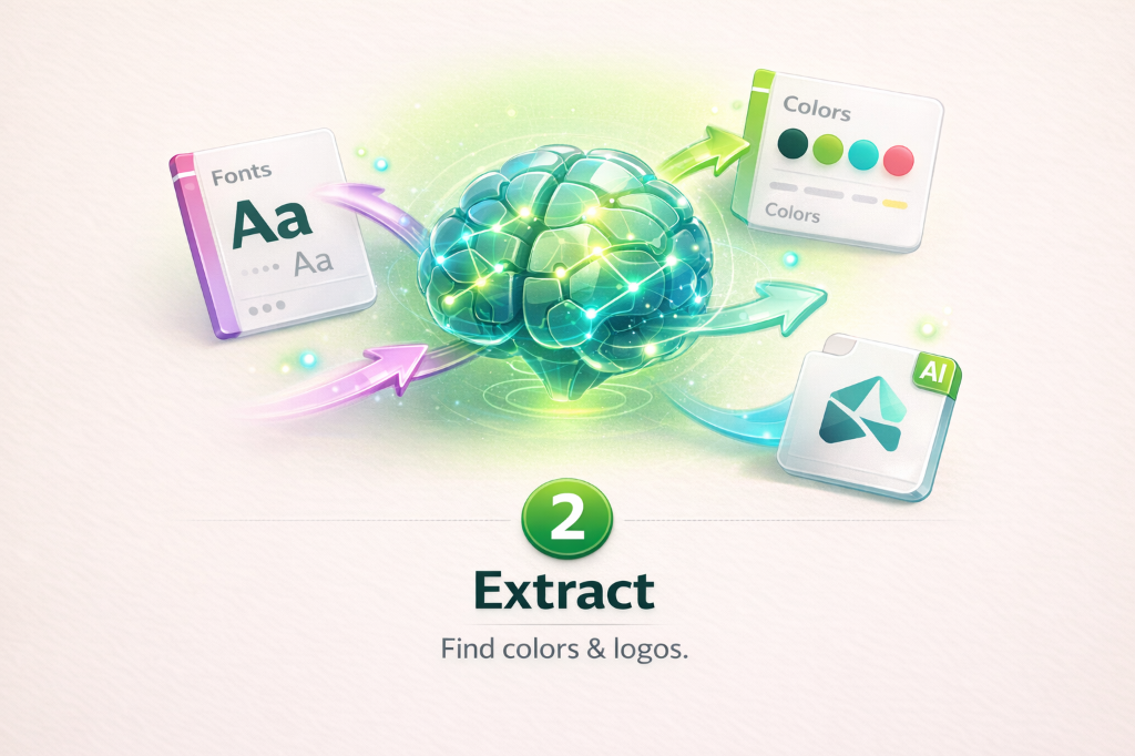 Step 2: AI automatically extracts brand colors, logos, and visual identity