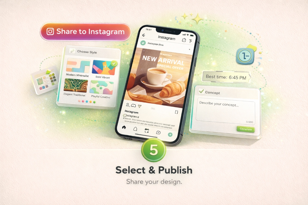Step 5: Publish and share your professional Instagram post directly to social media
